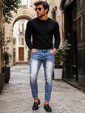 Cortigiani Men’s Skinny Jeans Size 32 Luxury Italian Designer Faded Denim